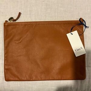 Clare V Tan Leather Clutch